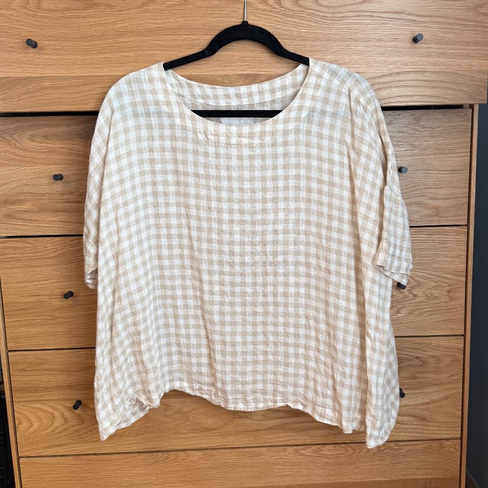 Not Perfect Linen Gingham 100% Linen Top